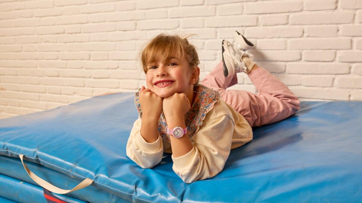 Flik Flak Reloj de cuarzo para niña, color verde, de origen biológico, impermeable, color melón brillante