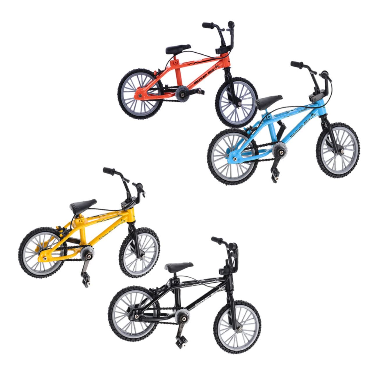 Alipis Juguetes de Bicicleta para Dedos 4piezas Doble Barra en Aleación de Aluminio y Plástico, Modelo Ligero para Entretenimiento y Relajación Mental