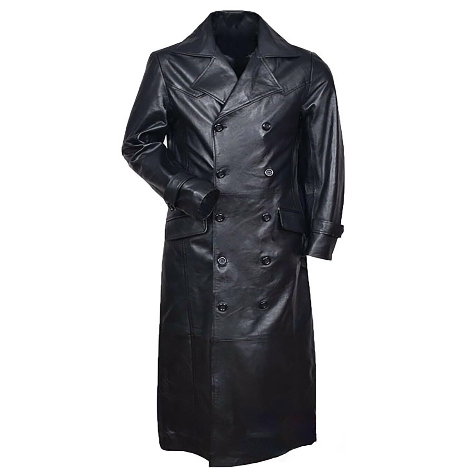 Suede Jacket Men, Mens Faux Leather Trench Coat Double Breasted