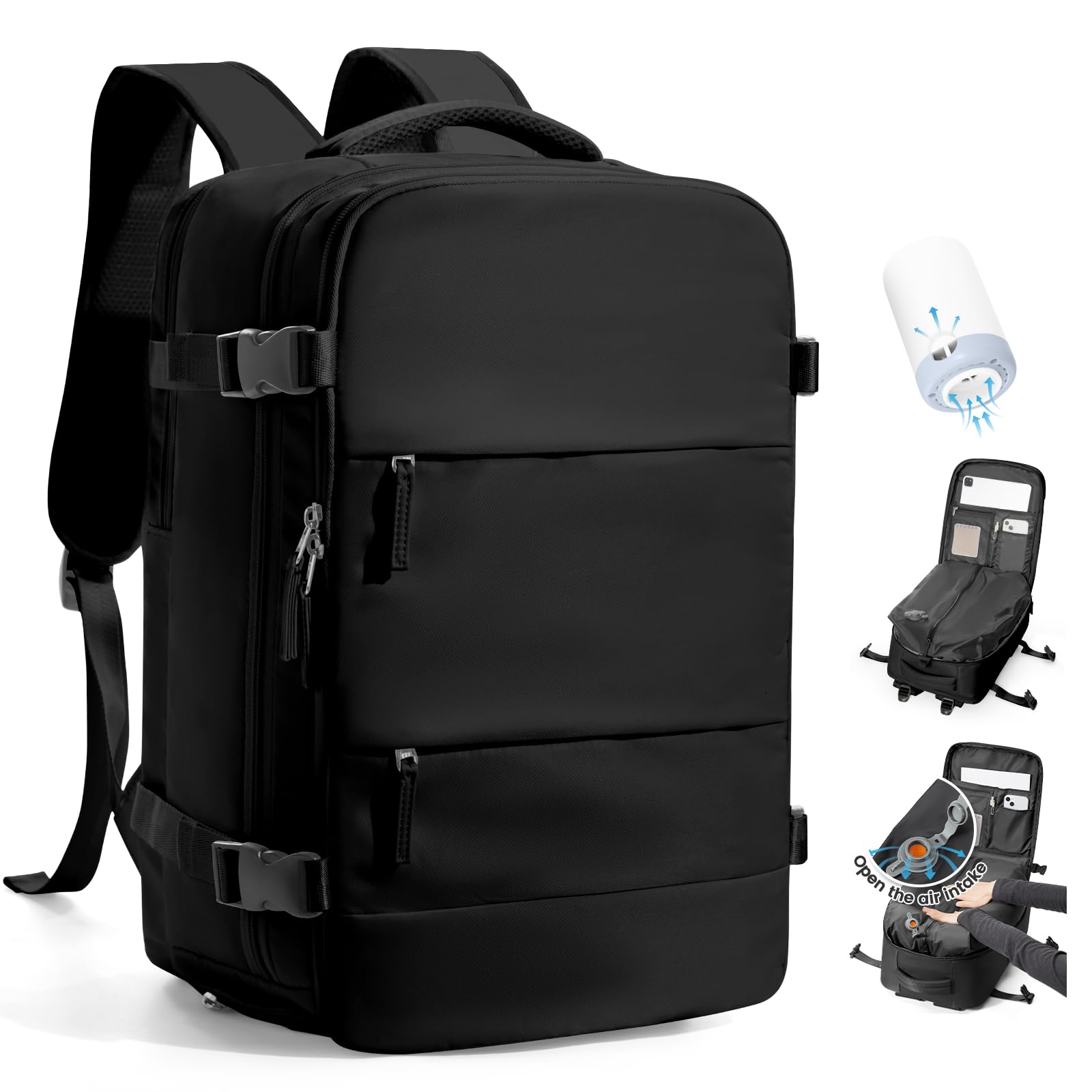 SZLX Zaino Ryanair 40x30x20 Sottovuoto con Pompa Zaino Ryanair 40x20x25 Donna Zaino da Viaggio Wizzair Bagaglio a Mano Uomo per Laptop da 14 Pollici Borse da Cabina 45x36x20 Easyjet con Porta Scarpe