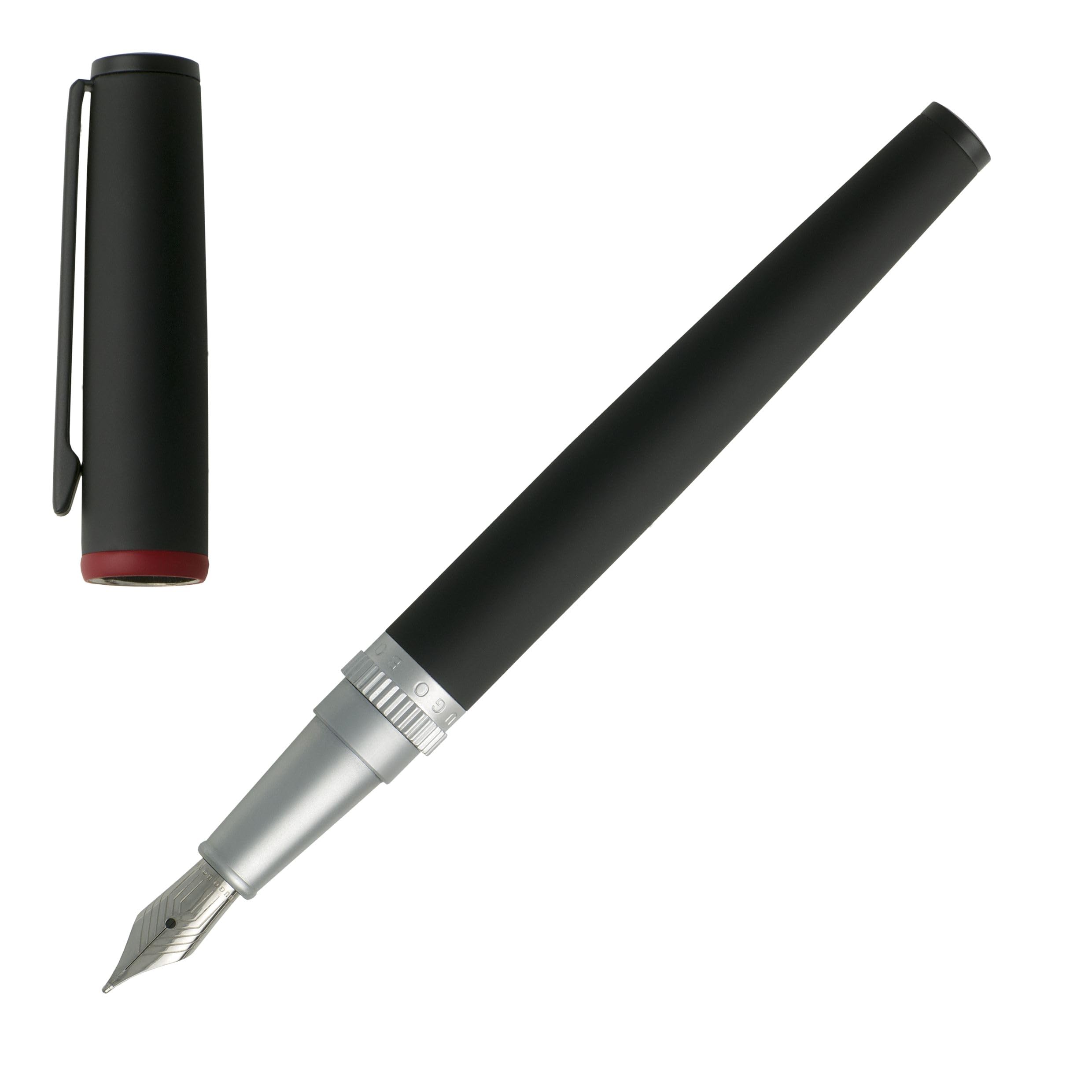 HUGO BOSS: GEAR fountain pen in Black/Silver. Available in foutain