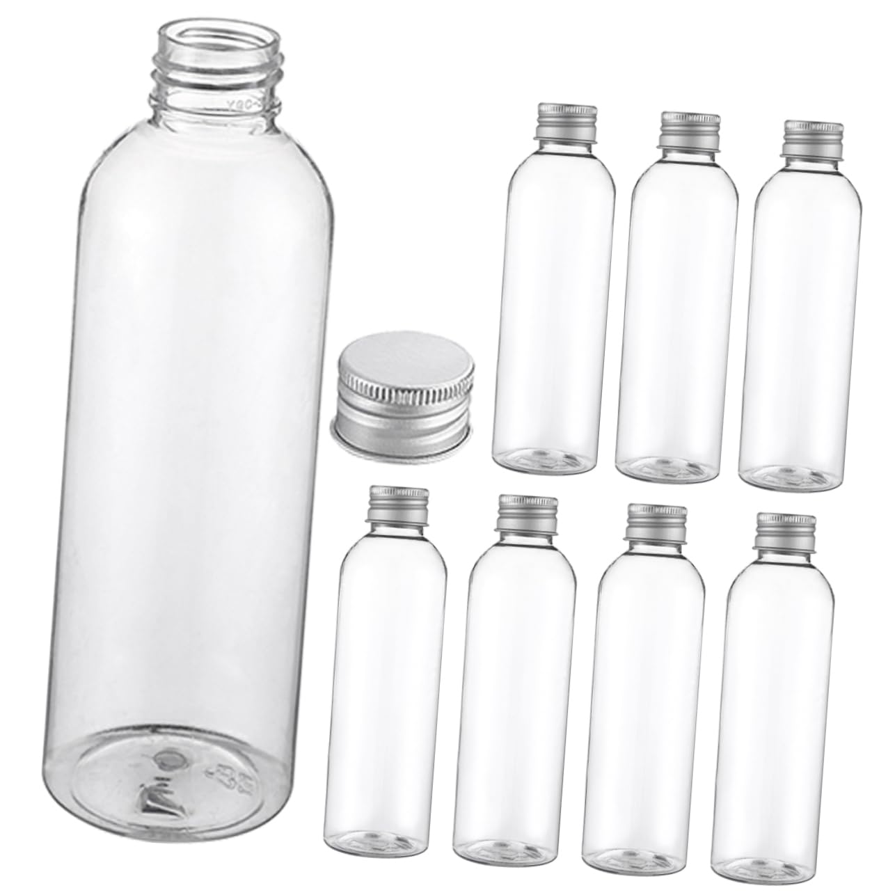JECOMPRIS 200ml Aluminum Cap Bottles 8pcs Milk Beverage Plastic Water Bottles Lids for Boys and Girls Adults School