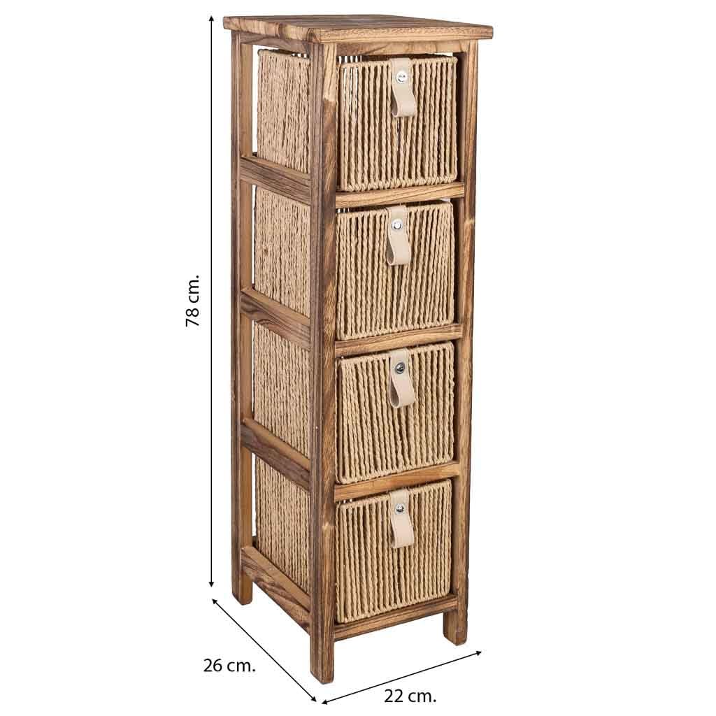 WANDERLUST DECO Cajonera de Madera marrón 22x26x78h cm