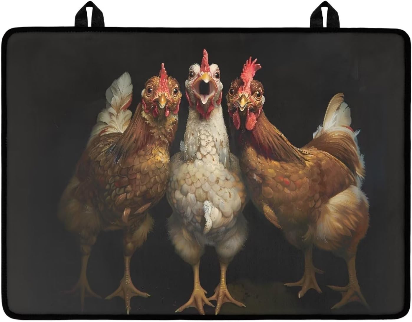 Poceacles Glass Top Stove Cover for Electric Stove, Foldable Cooktop Protector Multipurpose Mat Washer Dryer Top Protector Kitchen Decor Accessories, Funny Rooster Black