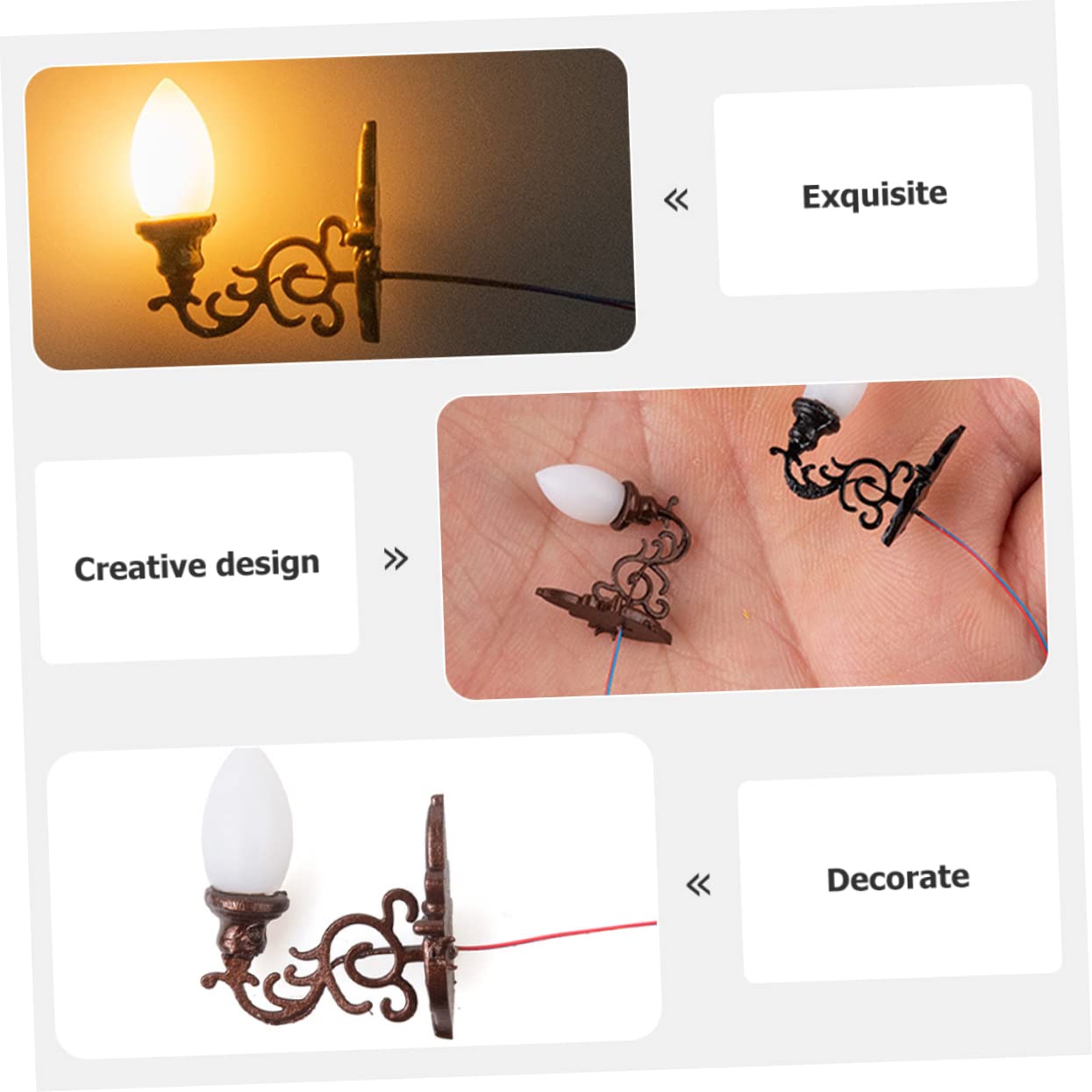NUOBESTY 4Pcs Mini Wall Lamp Retro Micro Landscape Wall Lights for Sand Table Models Warm Glow Miniature House Decorations Compact Design for Creative Displays
