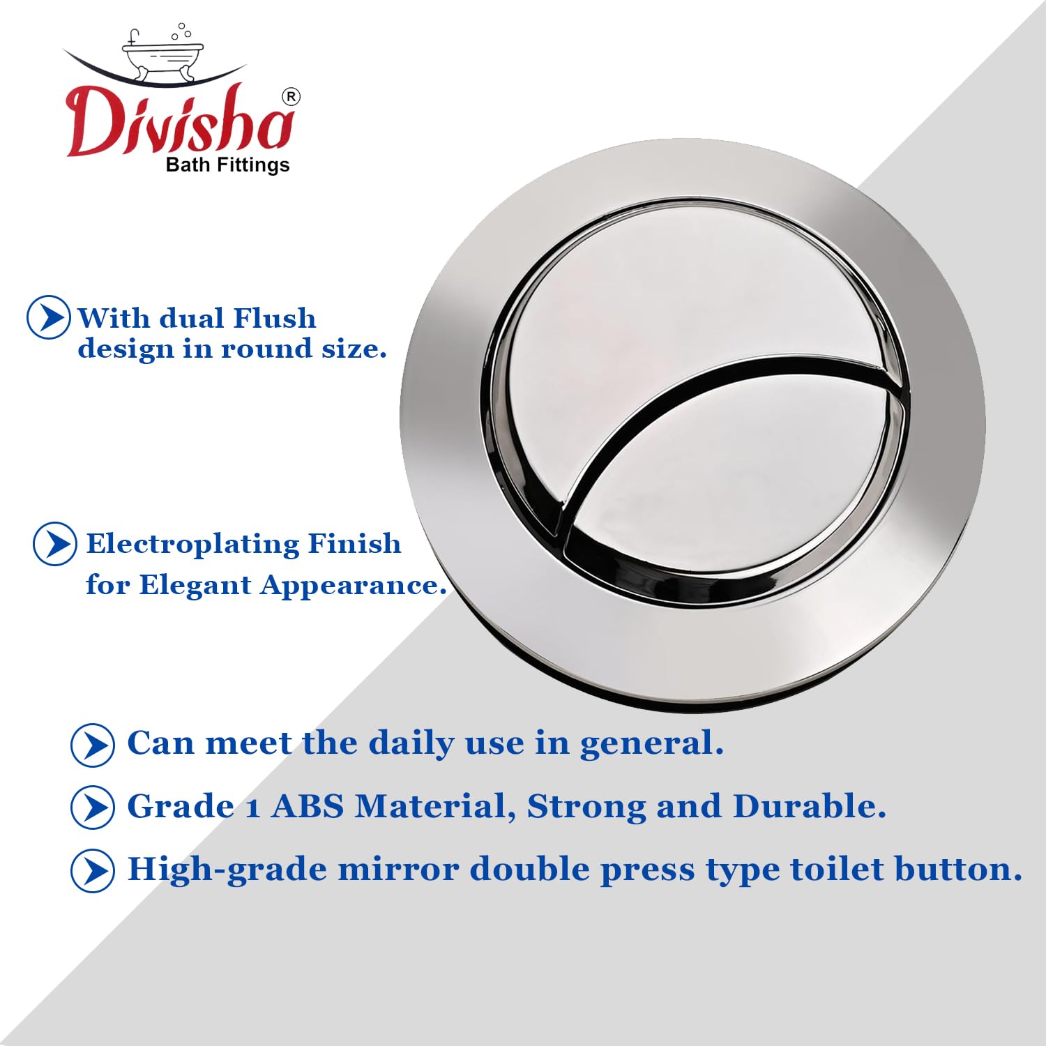 Divisha Toilet flush button | Commode flush tank push button | Round 58mm/2.3" Flush Tank Lever (2) 2
