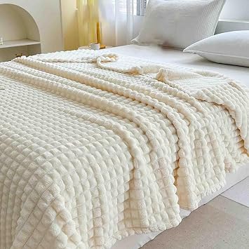 Throw Fleece Blanket Weighted Cover Fluffy Women Mens for Bed Adult Long Double Single for Sofa Soft Comfortable Machine Washable for As A Shawl Travel Office Use Beige,150x200cm