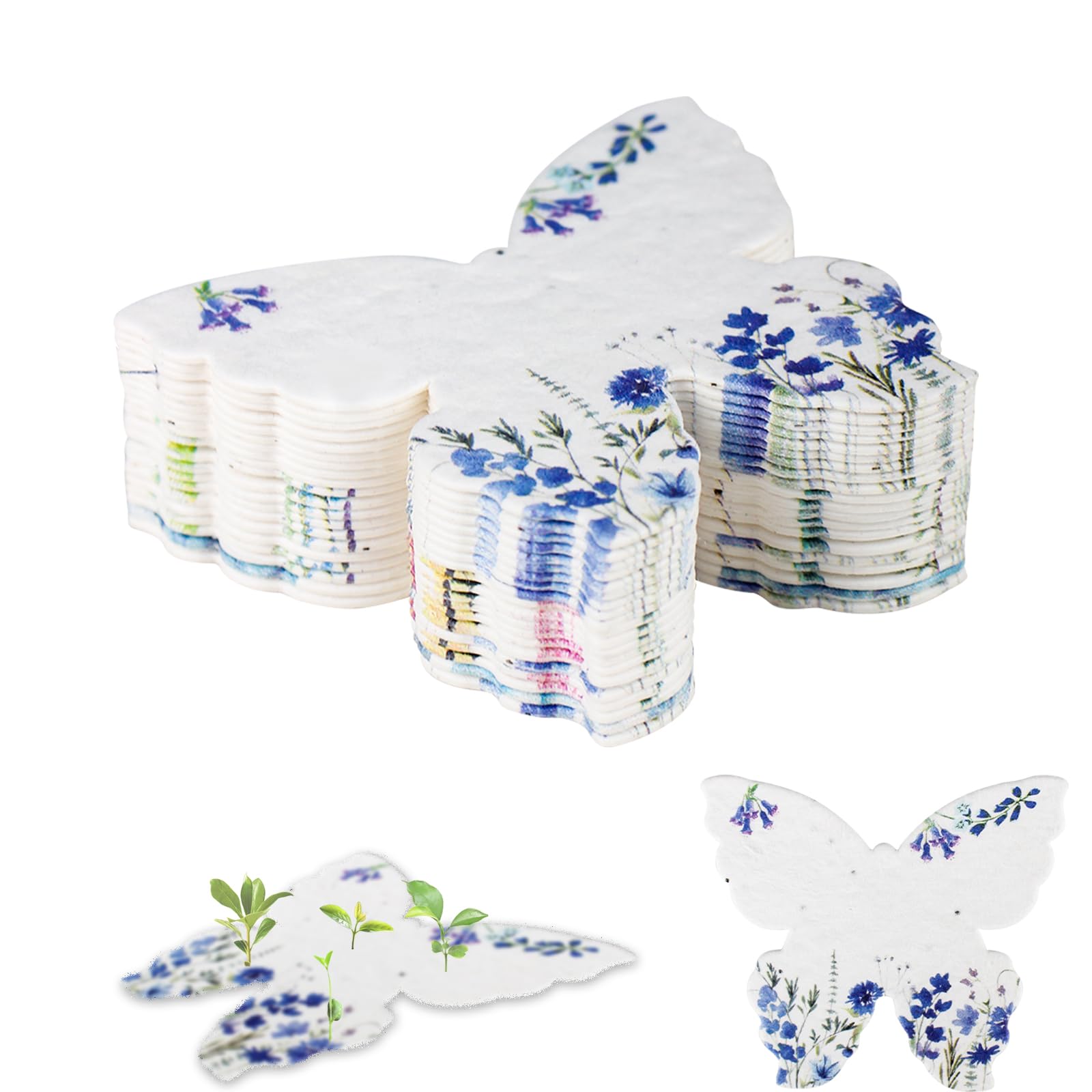 20Pack Butterfly Plantable Seed Paper Cards - Handmade Paper Card Embedded Wildflower Seeds - Eco-Friendly Cards for Wedding Favors, Gift Wrapping, Scrapbooking,Celebration of Life