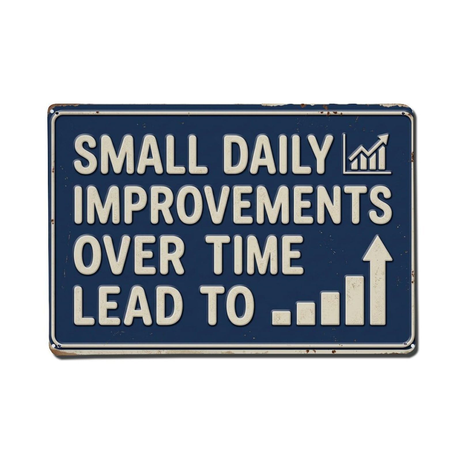 Small Daily Improvements Motivation Retro Motivational Slogans Metal Tin Sign Plaque Wall Decor for Cafe, Club Bar, Office, Home Garden Metal Poster 8x12Inch