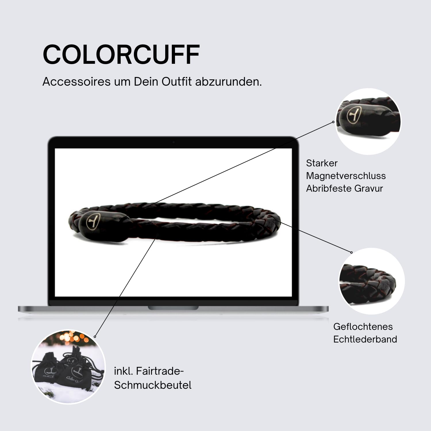 Pulsera de piel de primera calidad, cierre magnético fuerte, pulsera trenzada para hombre y mujer, incluye bolsa de joyería, hecha a mano en Alemania