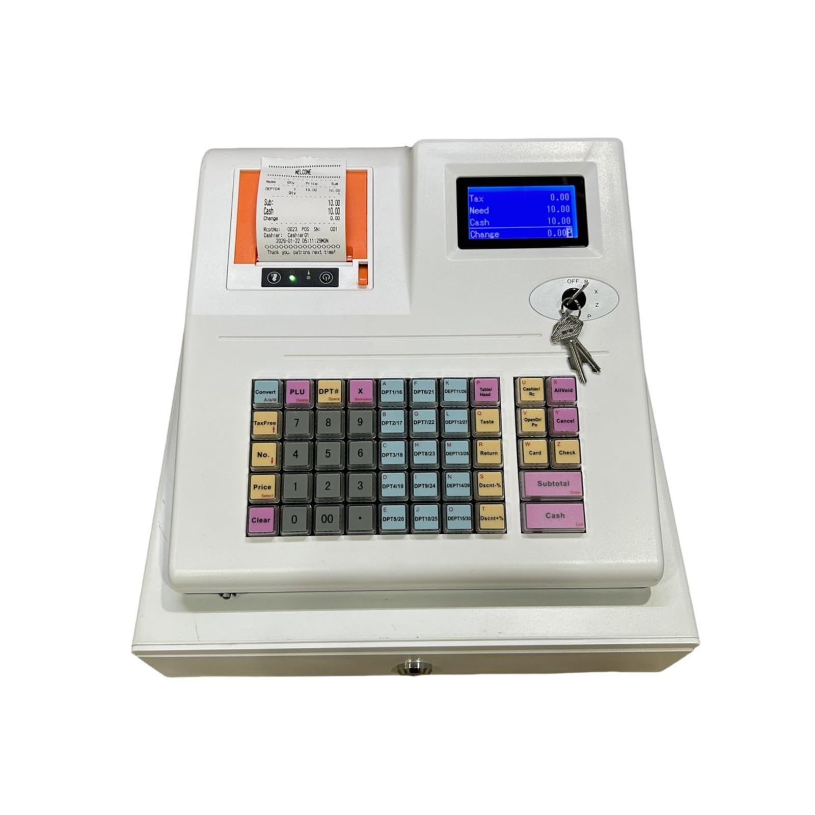 Pequeña Caja registradora electrónica Inteligente, máquina de Pedidos y Tickets, Pantalla Dual, comprobador de Billetes con luz Violeta,Respuesta Rápida