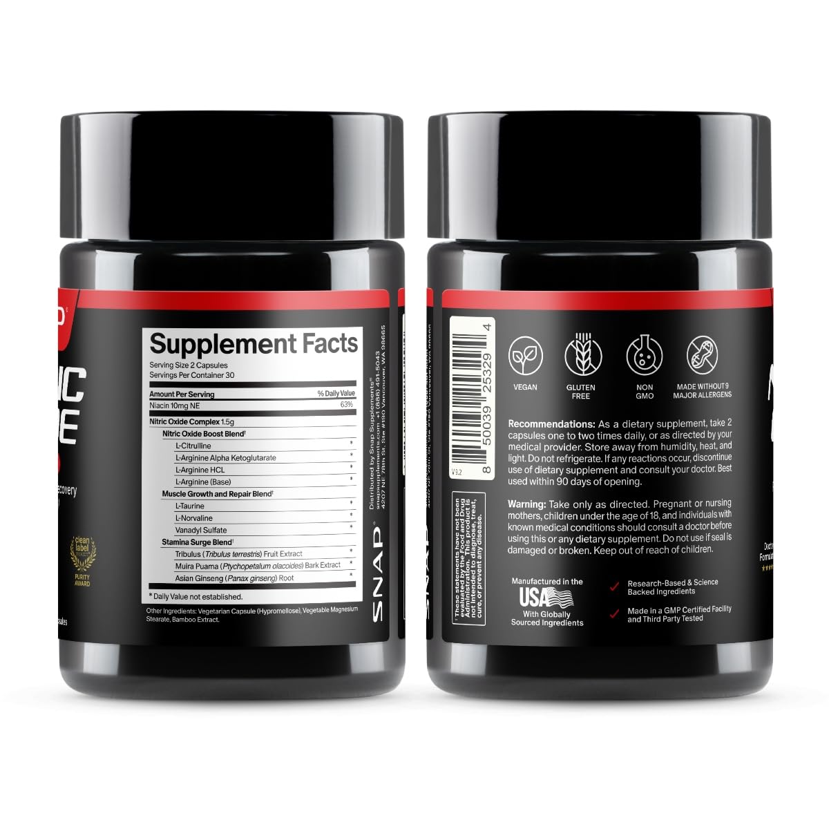 Snap Supplements Nitric Oxide Booster for Men & Women, 60 Vegan Capsules — Amazon image 10