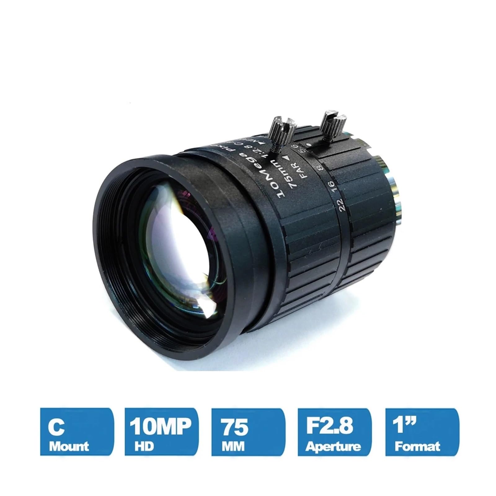 HD 10Megapixel 4K Industrial CCTV Lens C Mount 75mm Image Formate 1