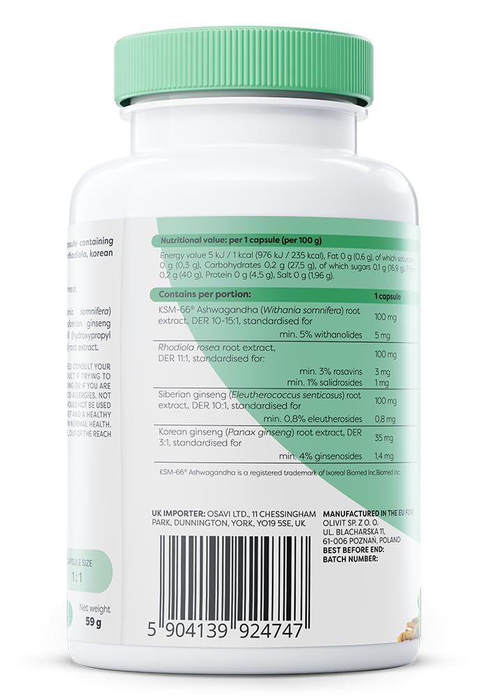 Osavi Ashwagandha + Rhodiola & Ginseng - 120 vegan capsules