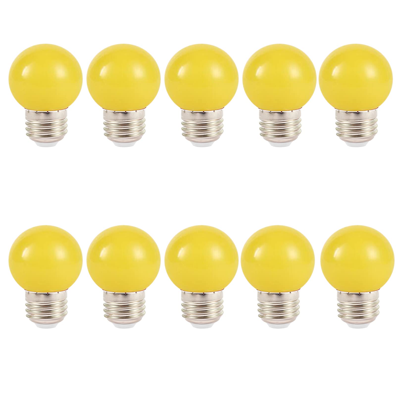 Lxcom Lighting 10 Pack LED Yellow Light Bulb G45 LED Color Bulb 1W Globe Bulbs Colored Night Light Bulb E26/E27 Medium Base Decorative String Lights Bulbs for Wedding Party Home Decoration(Yellow)