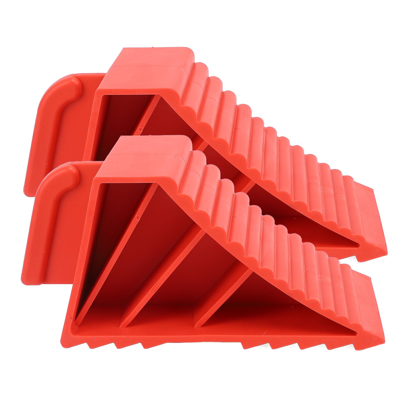 Luocute 2PCS Heavy Duty Wheel Chocks, Slip Resistant Rubber Wheel Stopper for Car Travel Trailers RV Truck, Tire Chock for Strong Grip on Concrete, Gravel, Ramps, 8.26x3.93x3.38in