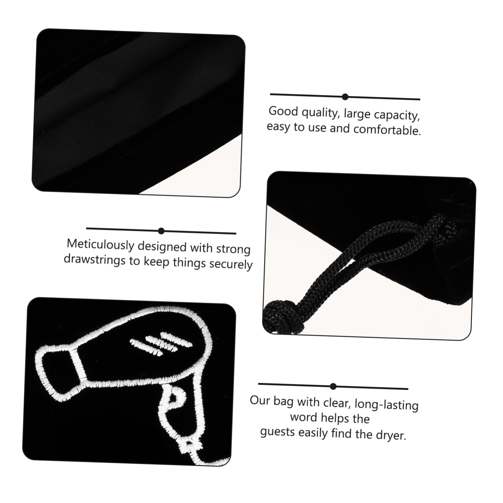 DOITOOL Bolsa De Terciopelo Para Almacenamiento De 10 Piezas Organizador Universal De Forro Polar Para Secador De Pelo Con Cordón Para Artículos De Tocador Pequeña De Franela