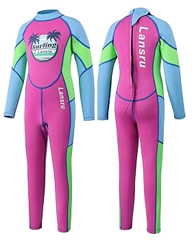 Kids Wetsuit For Boys Girls 2.5MM One Piece Full Body Neoprene Long Sleeve Swimsuit, UV