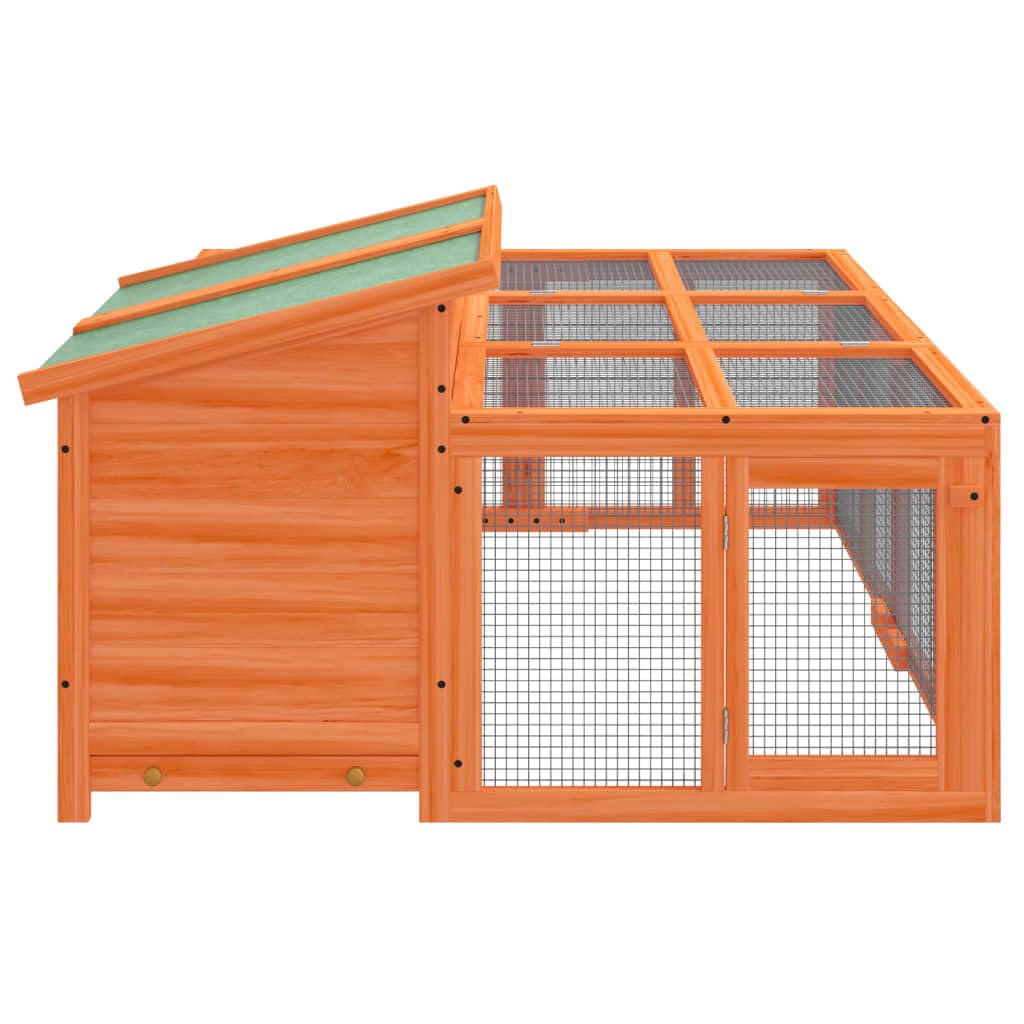 Gecheer Conejera de Madera Maciza de Pino marrón 144x123x67,5 cm,Conejera de Madera Exterior Jaula Caseta para Roedores Mascotas Pequeñas