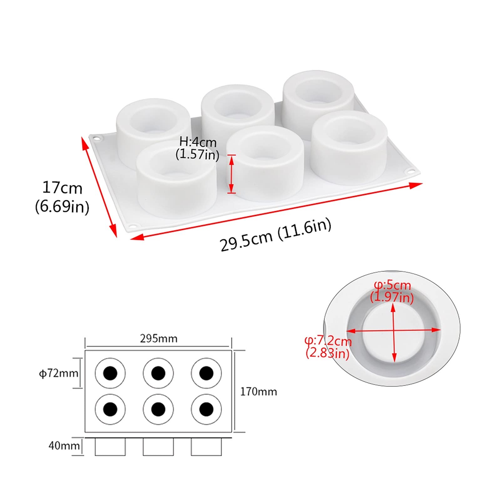 Molde for hornear, Molde for pasteles, Hornear HUANGXING - Molde de silicona 3D 6 agujeros Pudín Cupcake Art Cake Mold Hornear Pasteles Mousse Chocolate Mold Cake Herramientas Sartenes