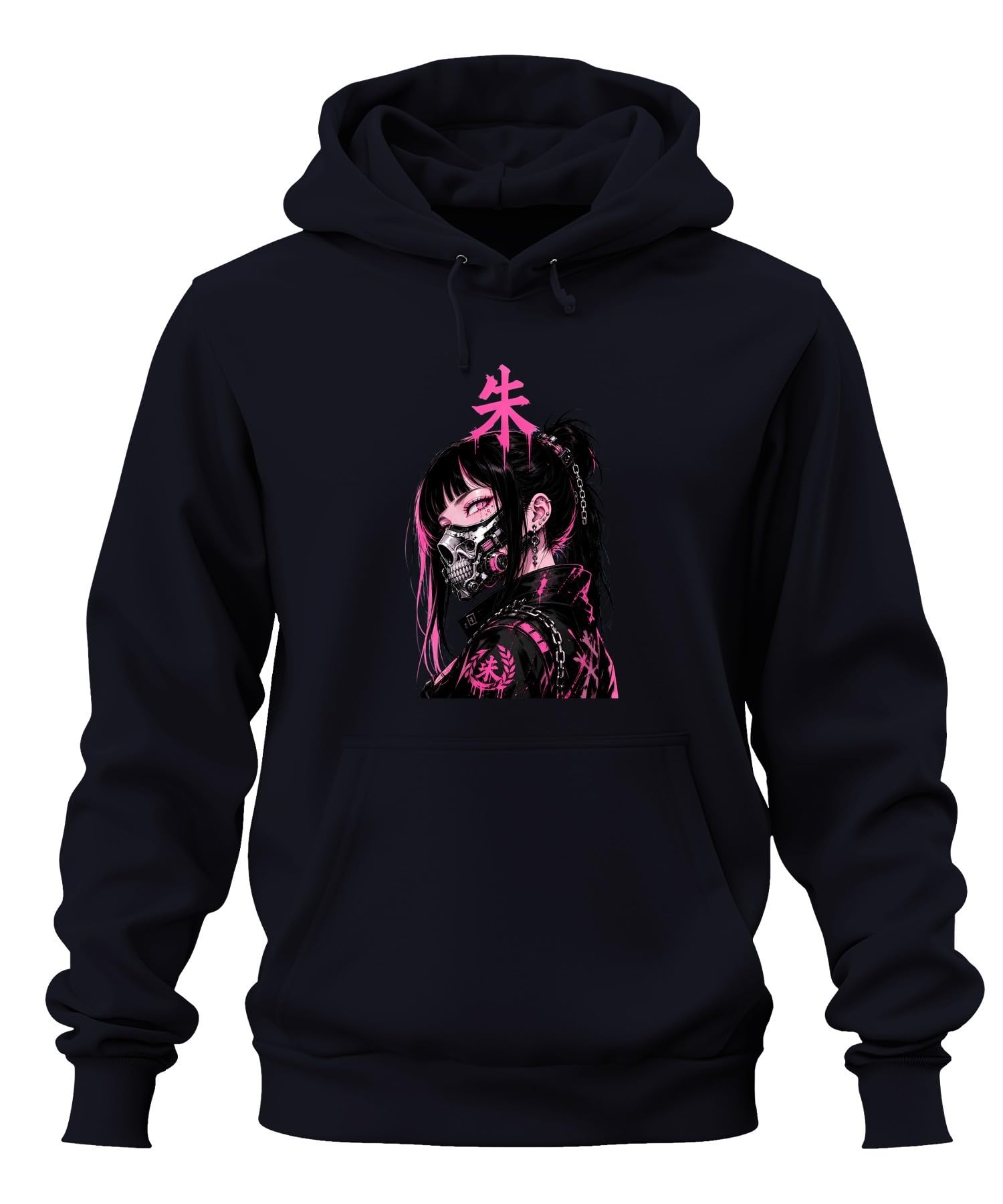 Cyberpunk Anime Dziewczęca Japonia Y2K bluza z kapturem | Manga Cyborg Techwear E-Girl Gotycki Dystopijny Futurystyczny Łańcuszki Różowy Harajuku Neon Otaku