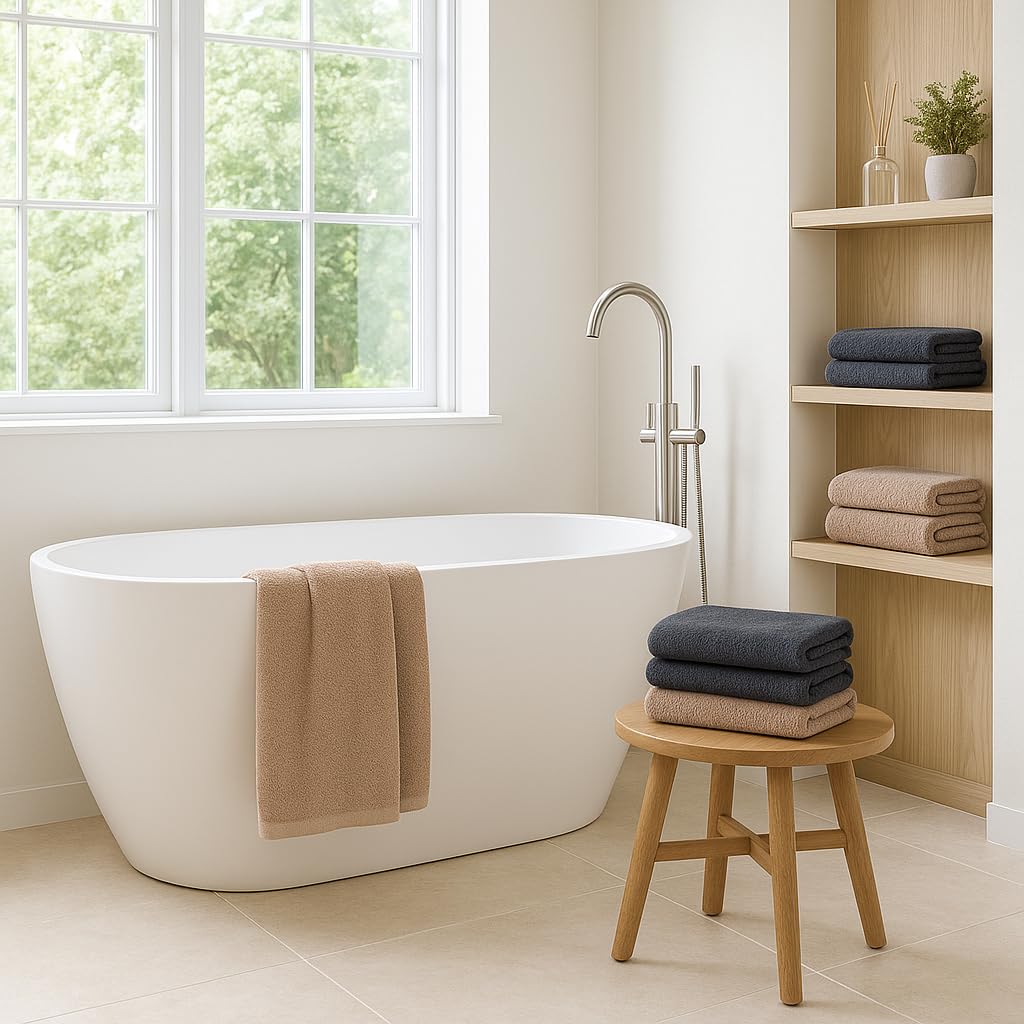 Betz Berlin Handtuch-Set 12-teilig 100% Baumwolle Oeko-TEX® 360g/m² Cappuccino Graphit