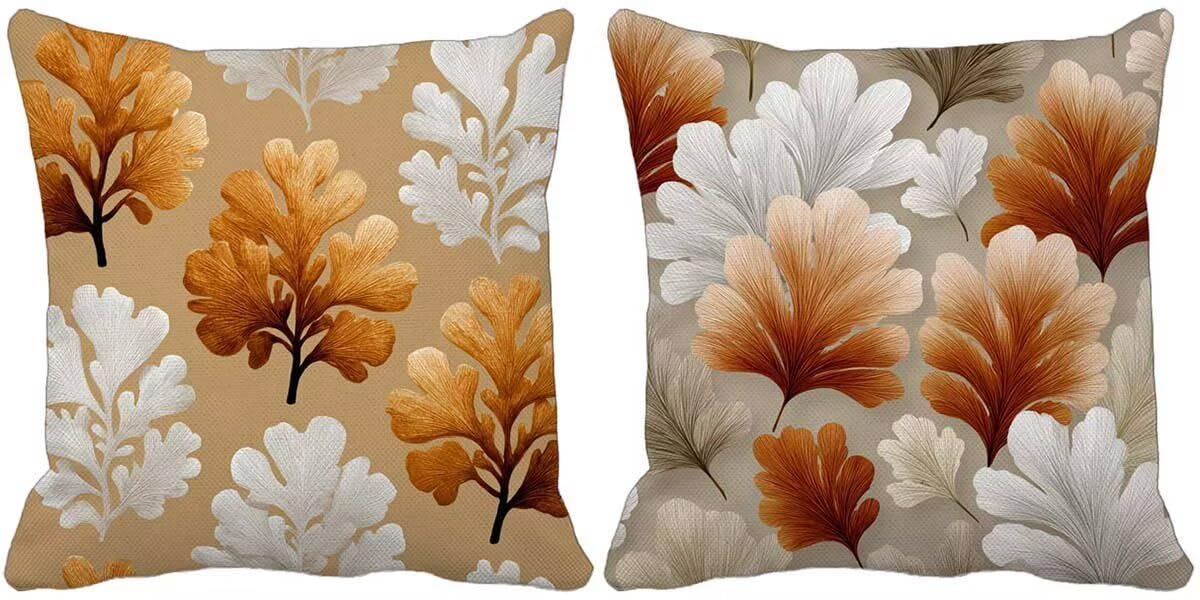 Kissenbezug 55x55 Gebranntes Orange 2er Set Outdoor Kissen Wasserfest Leinen Sofakissen Nordisch Zierkissenbezüge für Sommer Outdoor Terrasse Garten Bank Wohnzimmer Sofa Zimmer Deko Aesthetic -9502o