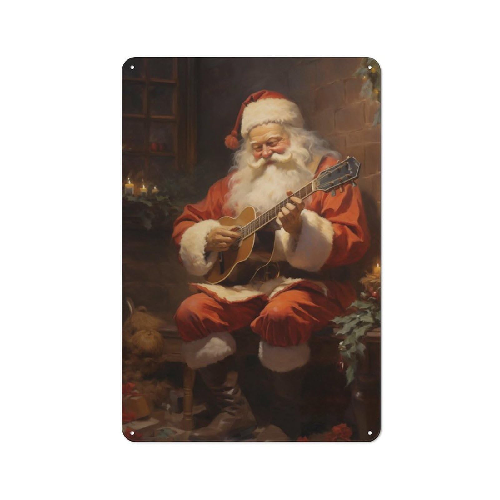 Junmoney Vintage Santa Claus Xmas Retro-Style Tin Wall Plaque 30X20cm For Café Or Home Bar, New Home Wall Decor For Home Bar Enthusiasts
