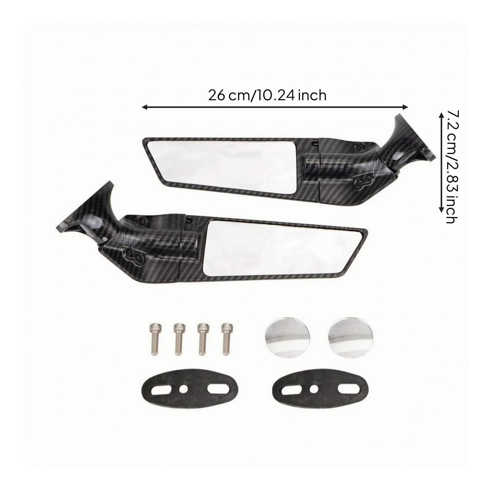 Specchietti Retrovisori Carbon Look Specchietto da Manubrio Aerodinamico Specchietto con Attacco Filettato per ciclisti, Pista