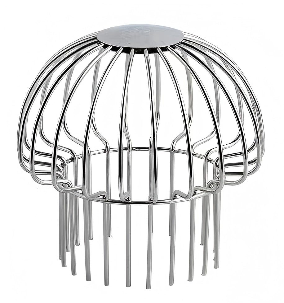 304 Stainless Steel Gutter Guard, Filter Strainer Fits for Round Downspout, Anti-Blocking Line Cap Drain Cover, Fit 4 Inch Tube