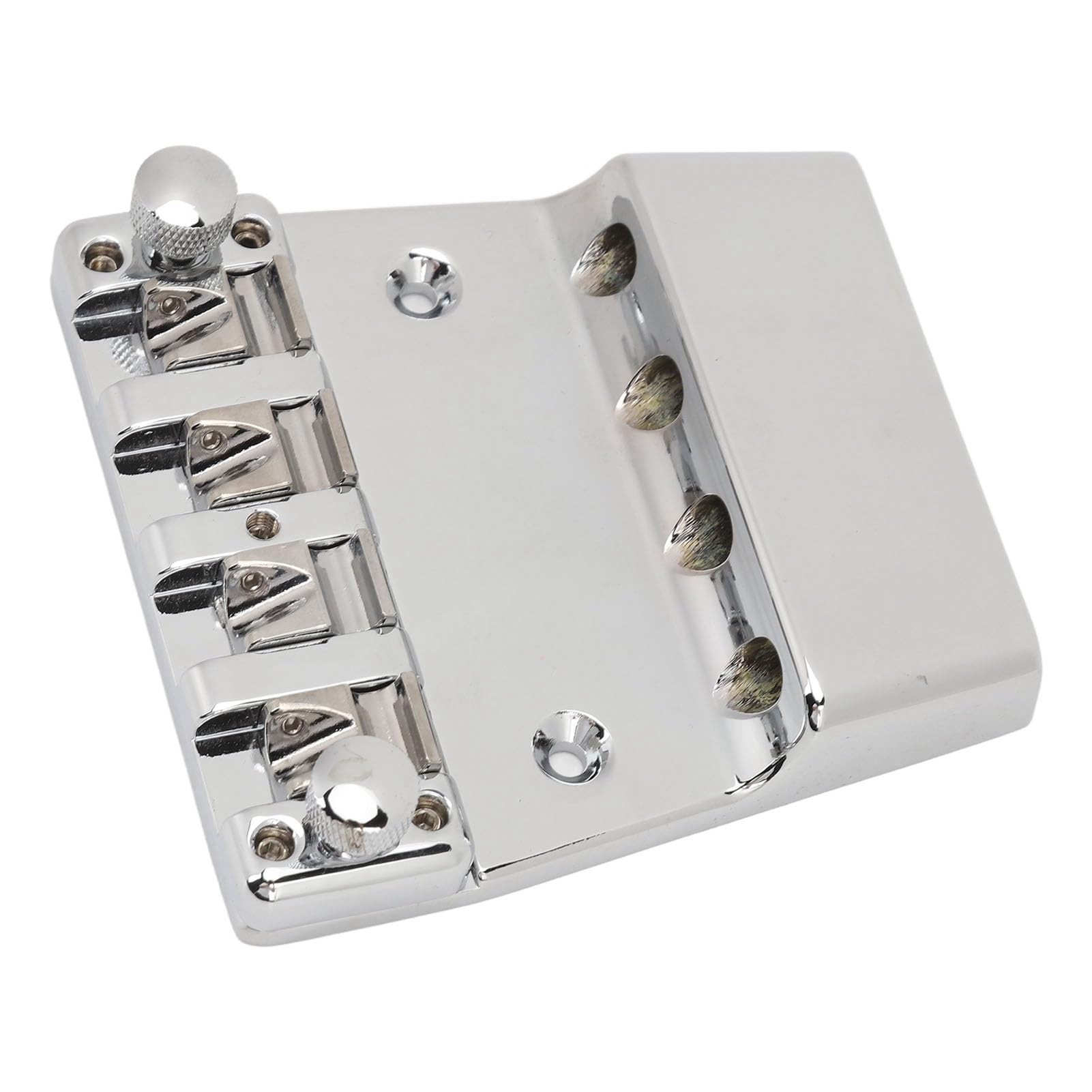 Adjustable Electric Bass Bridge, Zinc Alloy Roller String Saddle Bass Guitar Bridge with 4 String Bass Bridge, Suit for 4 Strings Bass Guitar, 18mm String Spacing