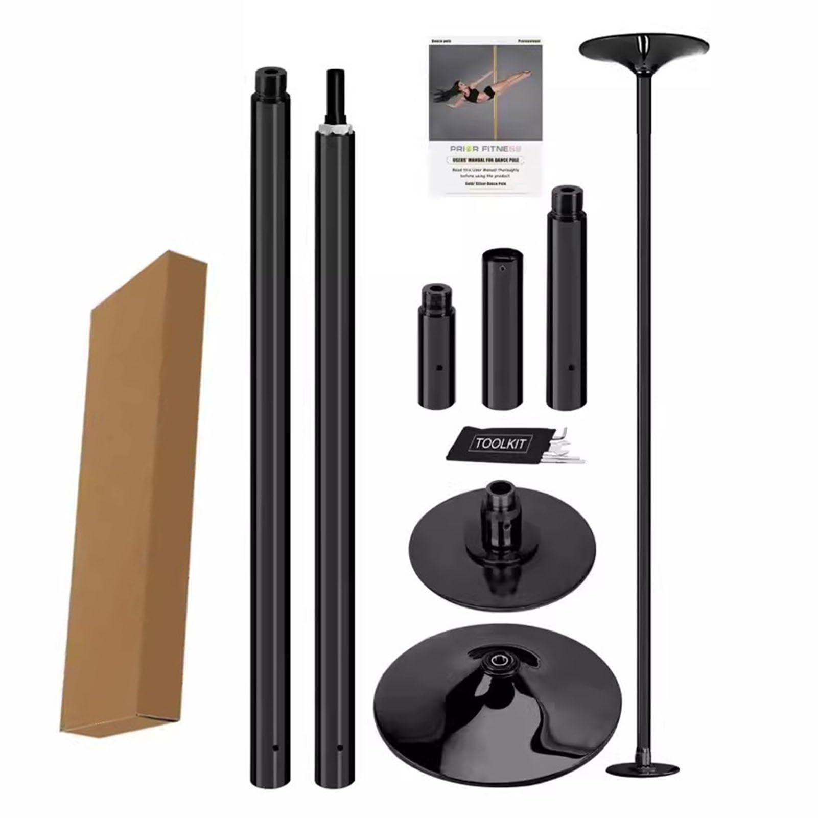 JYBNBBE Professional Stripper Pole Spinning Static Dance Pole, Portable Spinning Dancing Pole Kit, Adjustable Height Fitness Pole for Home Party Pub Exercise, Load 440lbs,Black