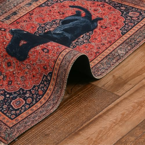 Image of Cotton Bolls Textiles Rugs for Living Room 5x7 Feet Large Size | Lightweight Foldable Carpet for Bedroom & Hall | Easy to Handle During Daily Cleaning | Travel Friendly Printed Rug | Panther