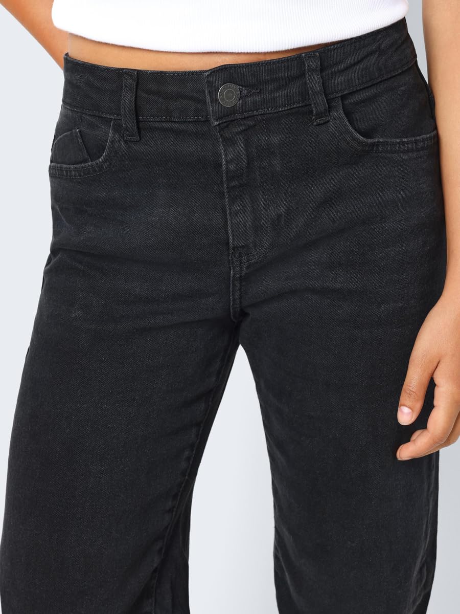 NOISY MAY Damen Denim Jeans Hose Wide Leg Mid Waist Stretch Pants NMYOLANDA