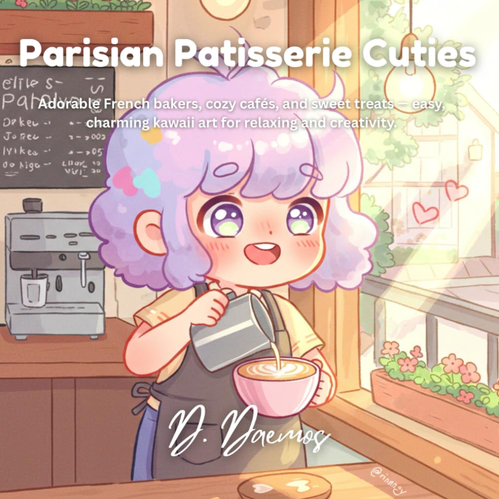 Parisian Patisserie Cuties: Adorable French bakers, cozy cafés, and sweet treats — easy, charming kawaii art for relaxing and creativity.