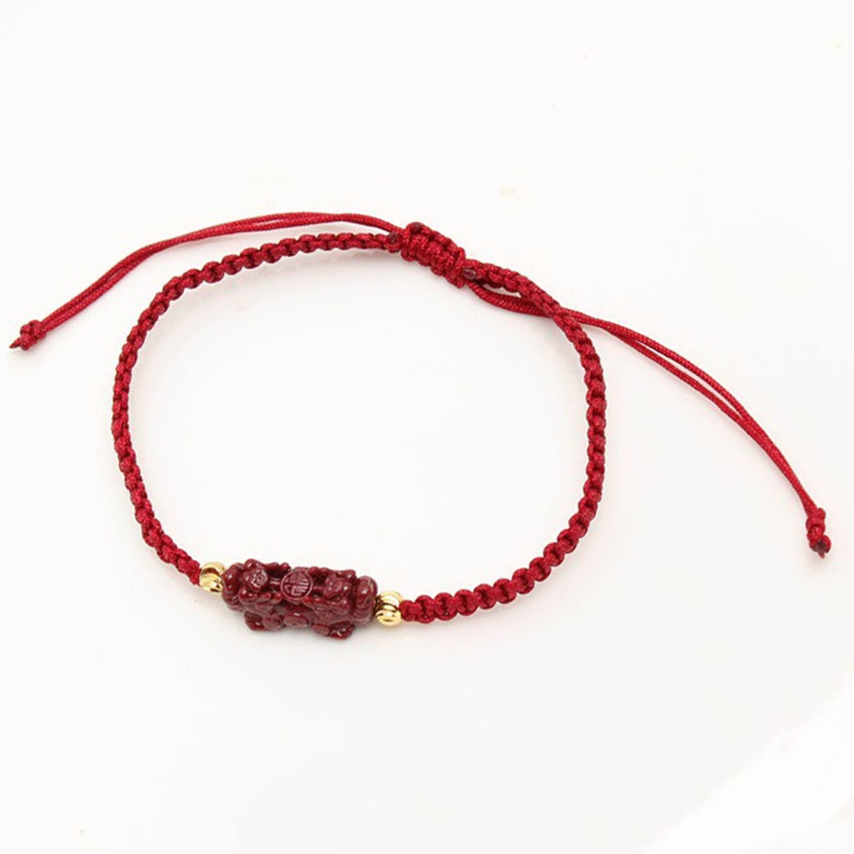 2 Piezas, Pulsera Budista De La Suerte Hecha A Mano con Hilo Rojo De Piedra De Cristal De Cinabrio Feng Shui, Amuleto Vintage De Buena Suerte A