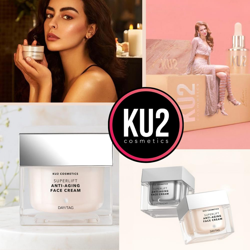 KU2 Cosmetics Crema de día antiedad Superlift, efecto lifting e hidratación intensa, cuidado antiarrugas para una piel firme, fabricada en Alemania, 50 ml