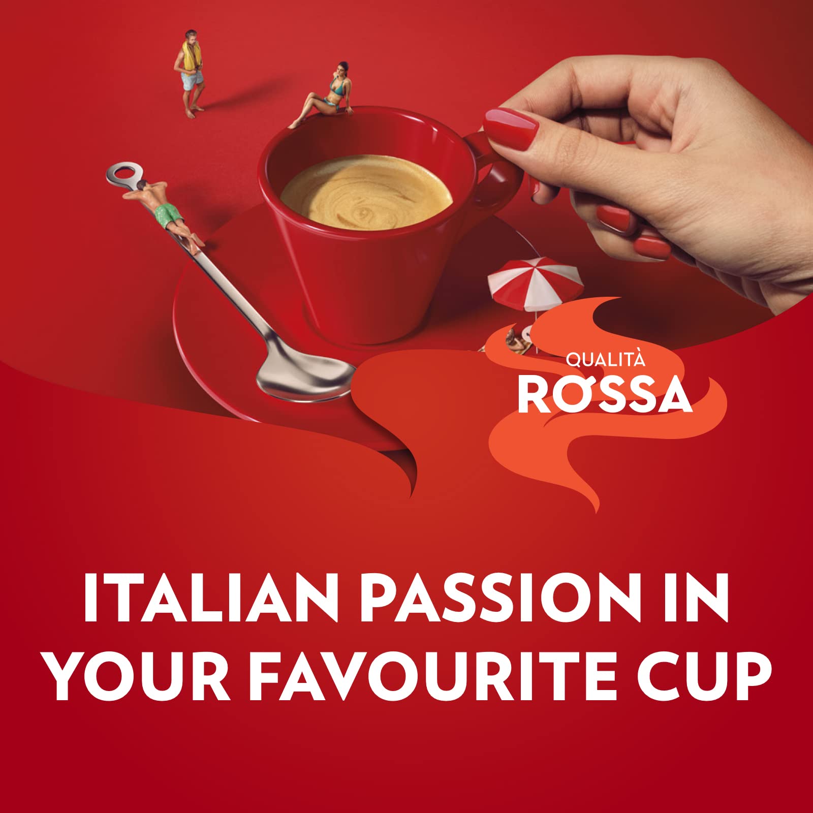 Lavazza, Qualità Rossa, Arabica & Robusta Kaffeebohnen, mit Aromanoten von Schokolade und Trockenfrüchten, Intensität 5/10, Mittlere Röstung, 1 Kg