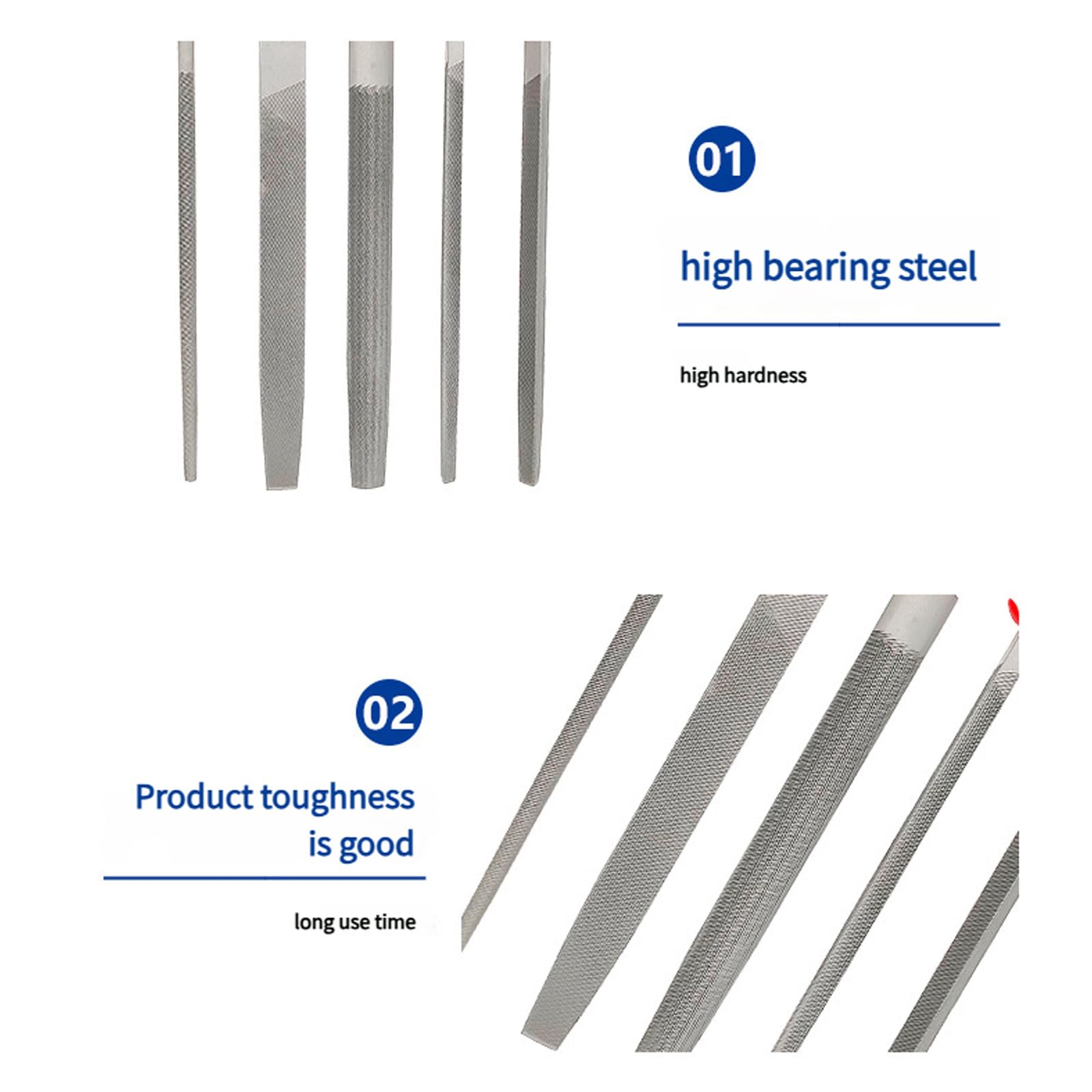 5 limas planas de acero al carbono de 6/8/12 pulgadas con herramienta ergonómica para trabajar la madera, trabajo de metal, limas para trabajar la madera