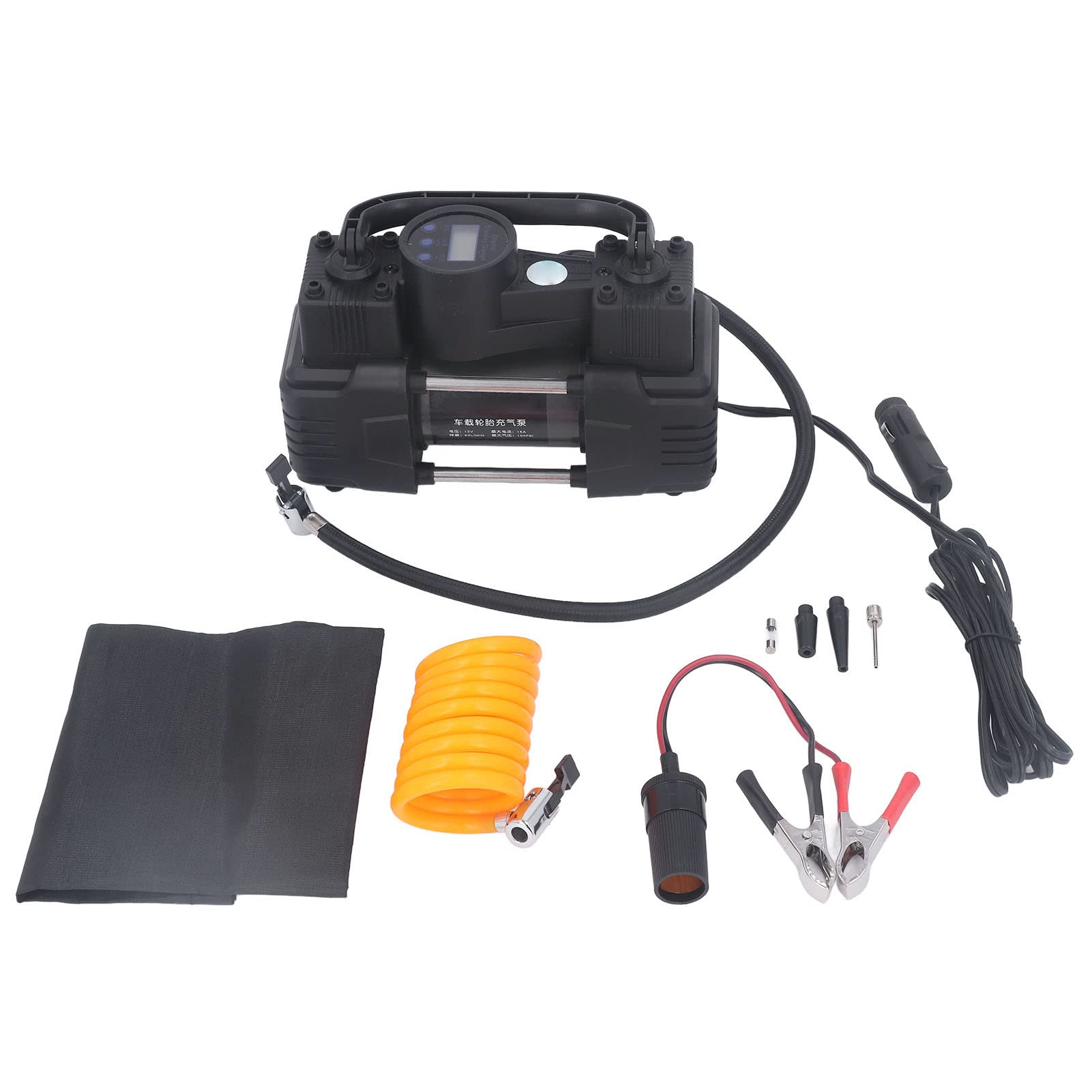 Bomba de Compresor de Aire Portátil de 12V con Luz LED, Inflador de Neumáticos de Doble Cilindro de 100PSI para Camiones, Vehículos Recreativos, Automóviles, Material ABS