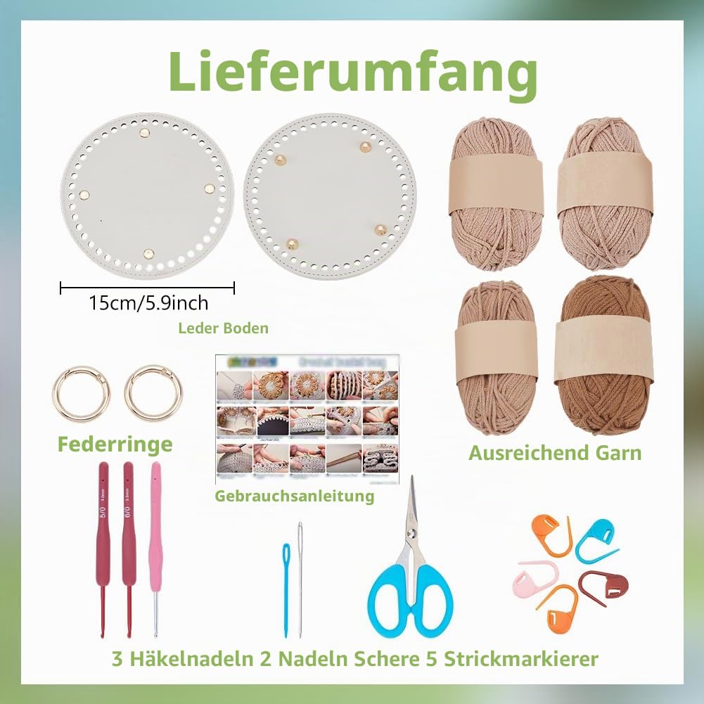 FREEBLOSS Häkel Beuteltasche Häkelset Für Anfänger Und Erwachsene Mit Schritt Für Schritt Video Tutorials Strickhandtaschen Set