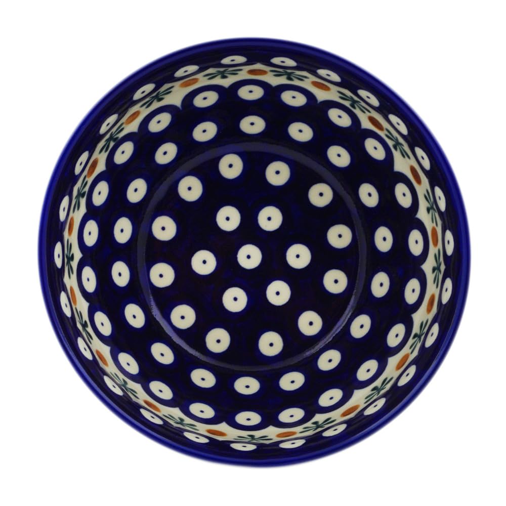 Authentic Polish Pottery Bowl 6-inch in Mosquito Design Handmade in Boles?awiec Poland by Ceramika Bona + Certificate of Authenticity