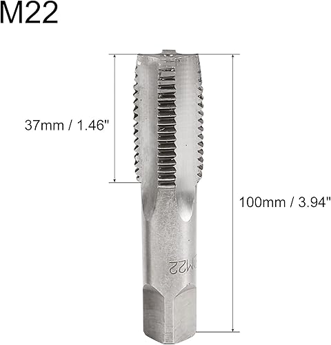 Miniatura 2 de uxcell Grifo de mano métrico M22 rosca 2.5 paso 4 flautas rectas H2 herramienta de aleación inferior de acero y tornillo cónico juego de
