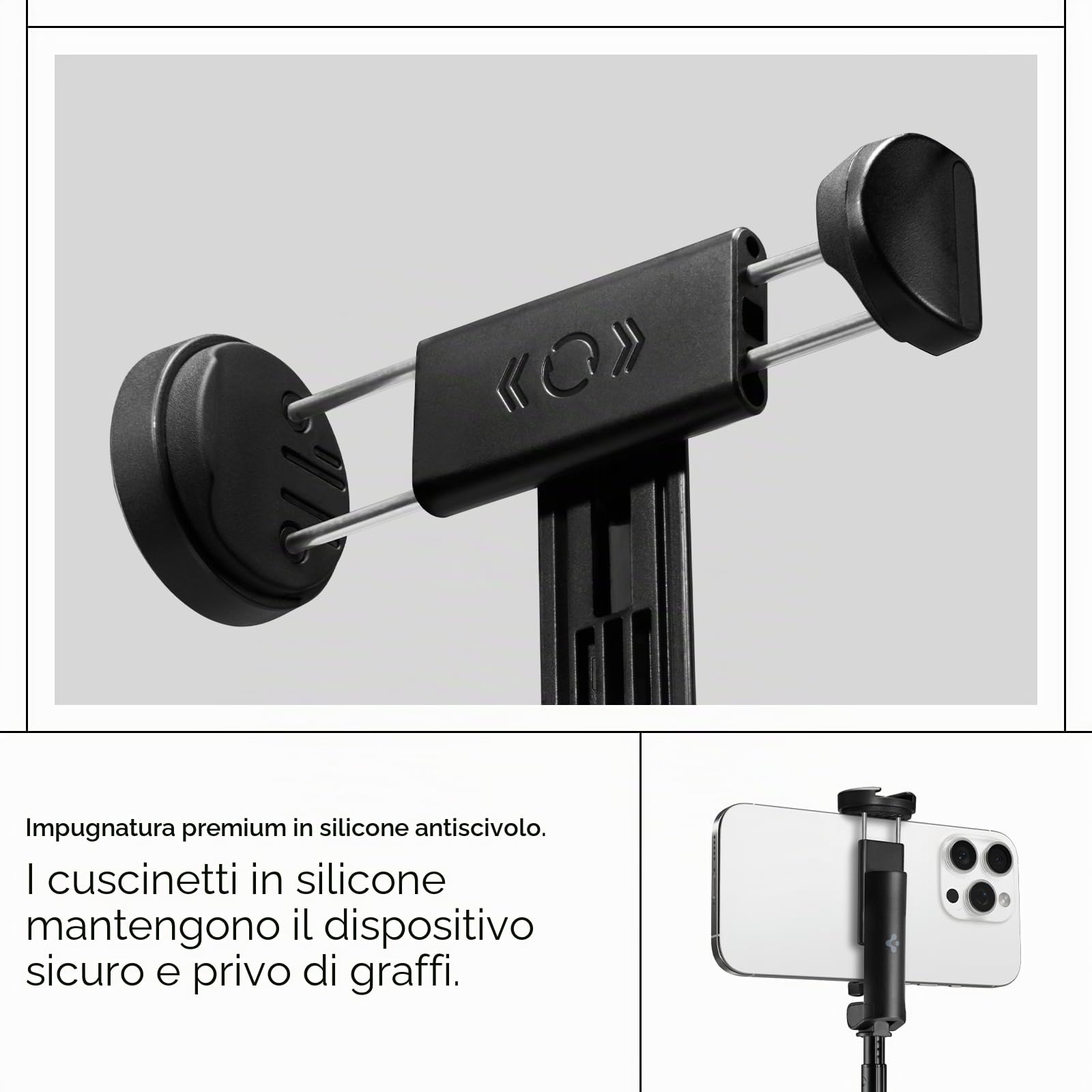 Spigen Automatica Treppiede Bastone Selfie, WonderSnap S541W, Selfie Stick Bluetooth 5.0 con Telecomando, Treppiede Smartphone per iPhone, Galaxy, Pixel, Xiaomi, OnePlus etc - Nero
