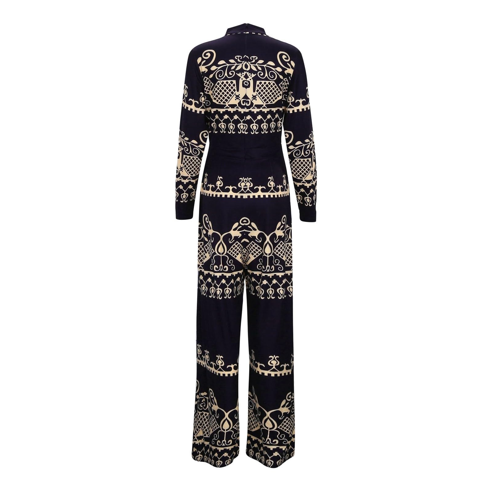 Tenue De Soiree Femme, Combishort élégante décontractée manches longues col montant jambe large