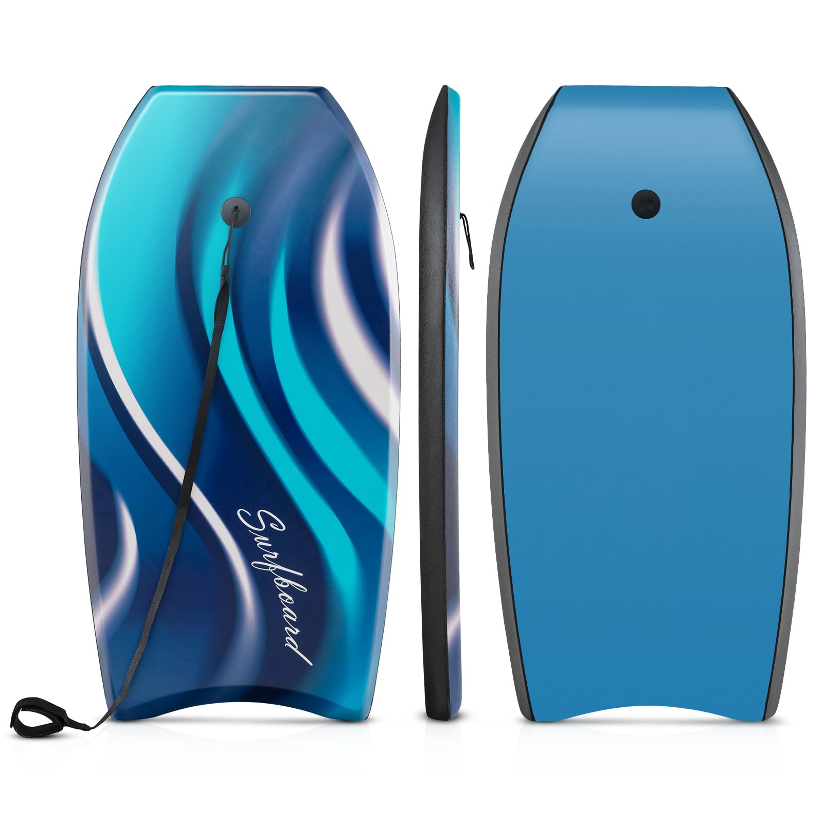 Goplus 41''/37''/33'' Lightweight Body Board for Beach, Surf Board with EPS Core, XPE Deck, HDPE Slick Bottom, Wrist Leash, Bodyboard for Kids Adults Surfing