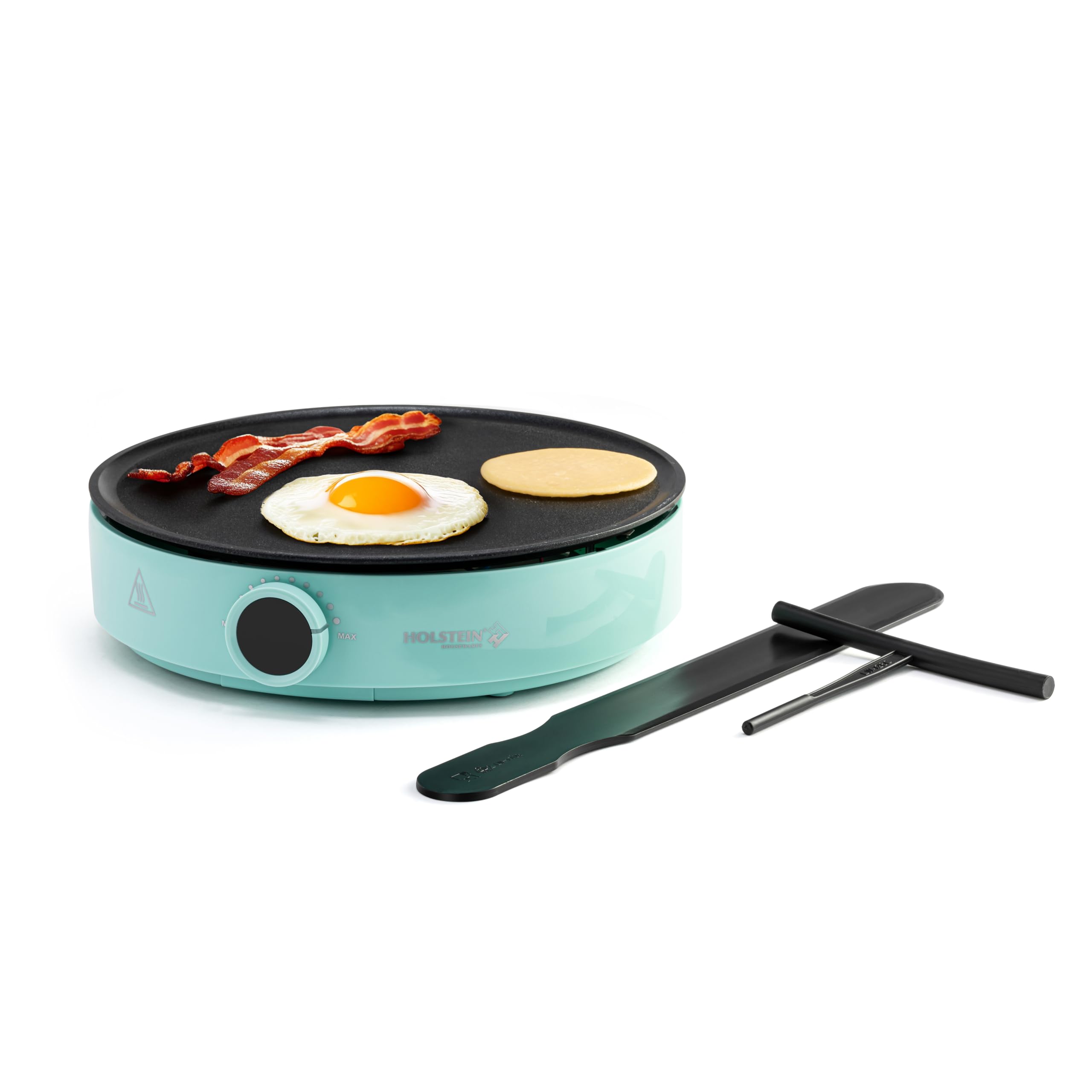 Holstein Housewares - Compact Crepe Maker, Mint - Convenient and User Friendly with Optimal Cooking Indicator Lights