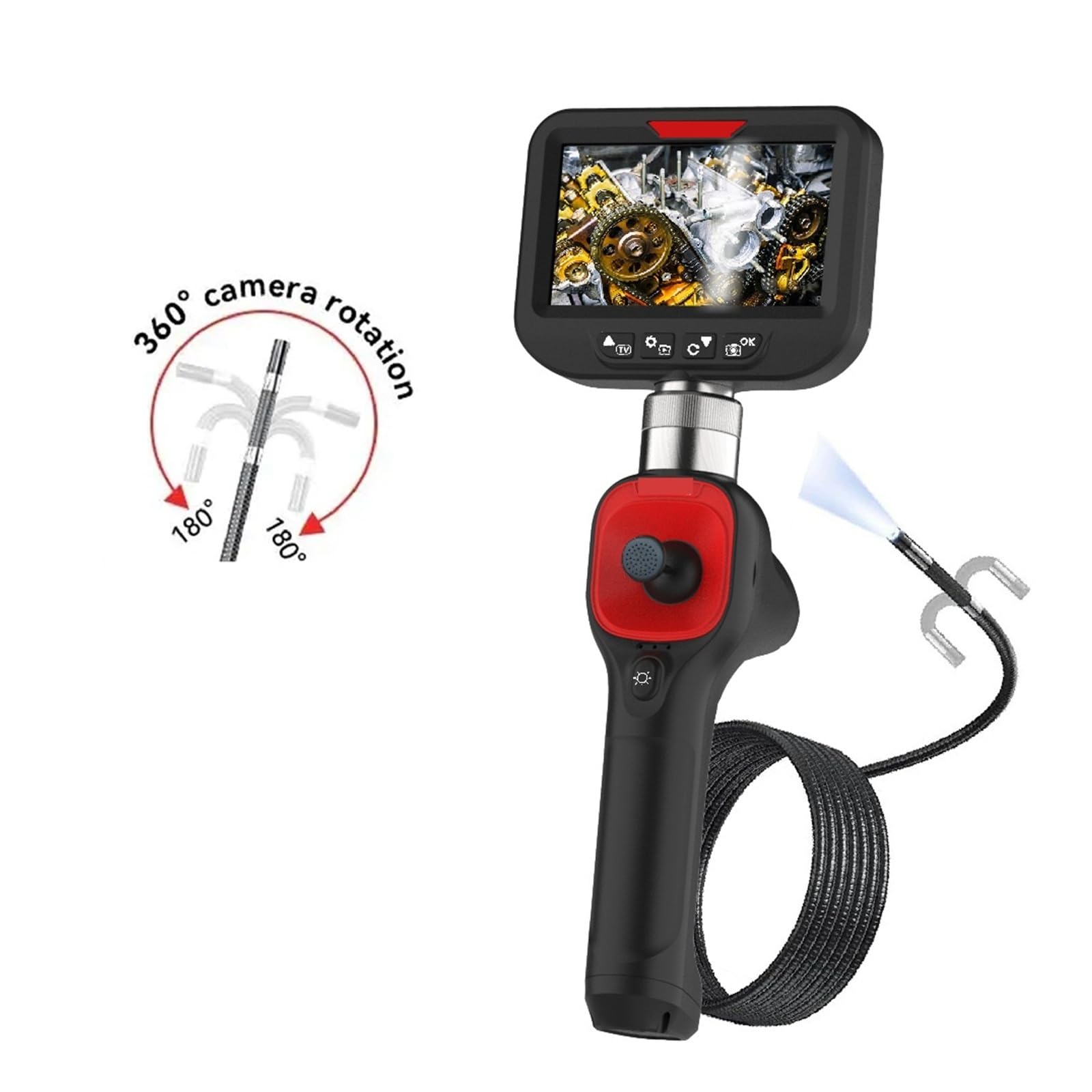 Boroskop, Kamera obrotowa o 360 stopni Endoskop 4,3 cala 6,2 mm 1080 P Full HD do kontroli przemysłowej(2m)