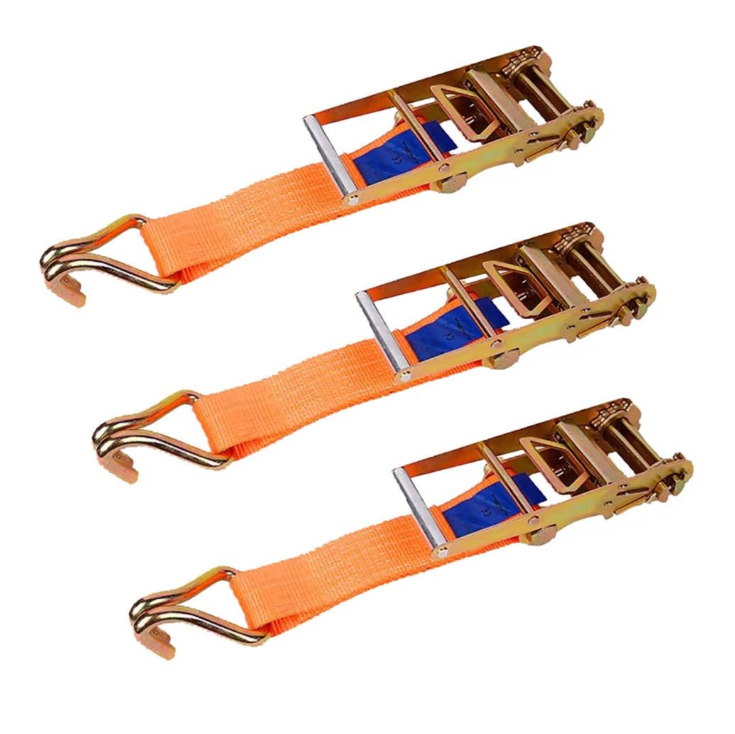 Cinghie Di Serraggio Con Cricchetto E Gancio Cinghia Di Serraggio 2 M × 3.8 Mm 2000 Kg Cinghie Con Gancio Kit A Cricchetto Da 3 Pezzi Bundle Diviso Arancione(W5cm/1.96in,L5m/196in)