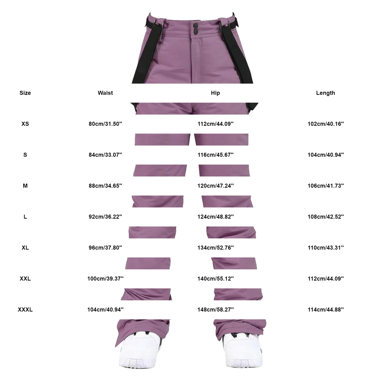 Skihose Damen Wasserdicht Gefüttert, Hosenträgerhose Warme Softshellhose